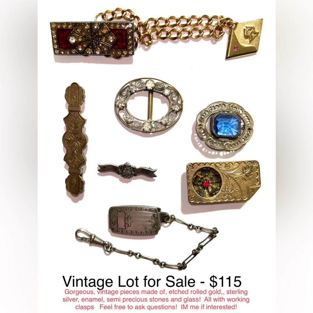 Vintage 8 Piece High End LOT. Pieces are made of Repousse GF, Sterling, precious